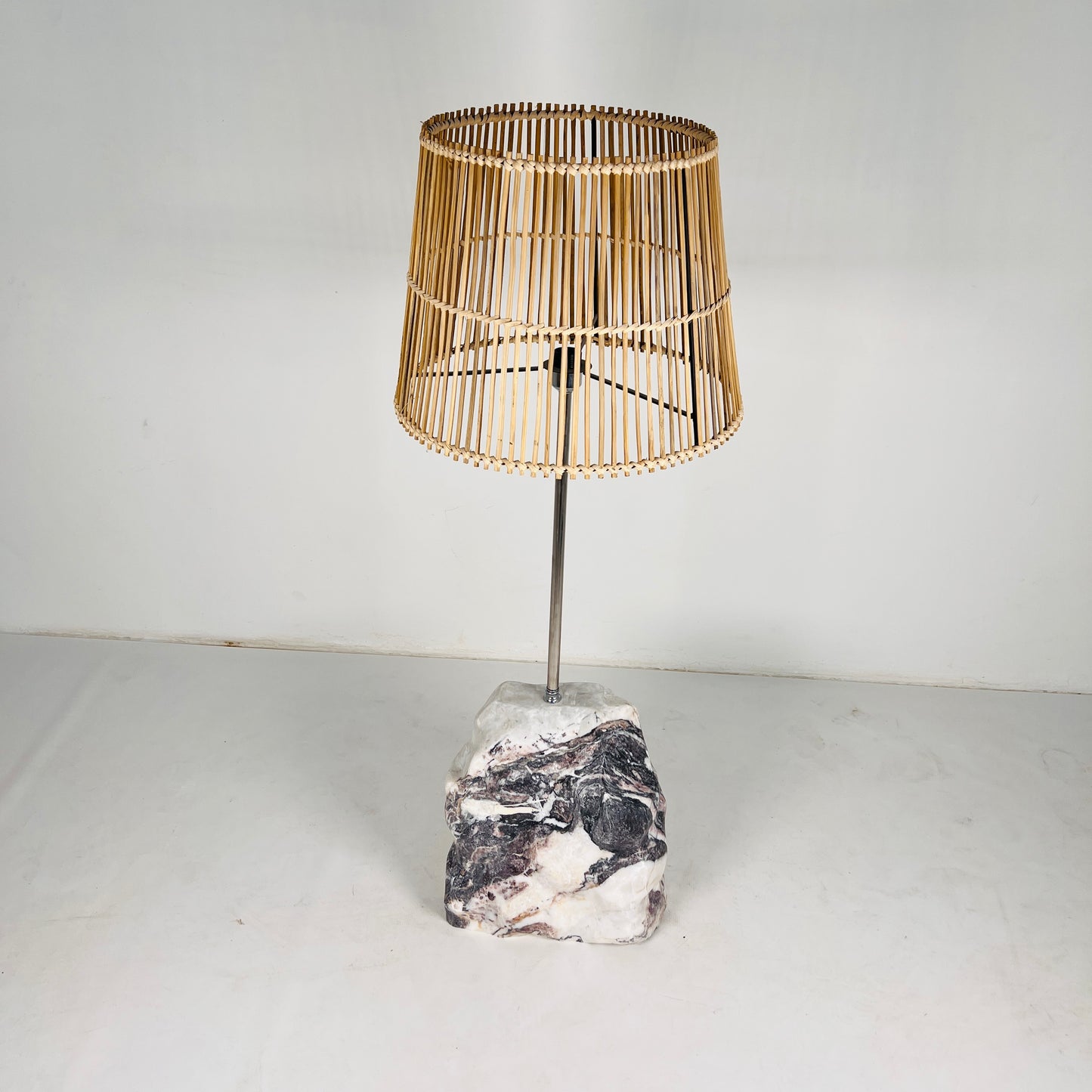 Tall Stone Floor Lamp - Red & White