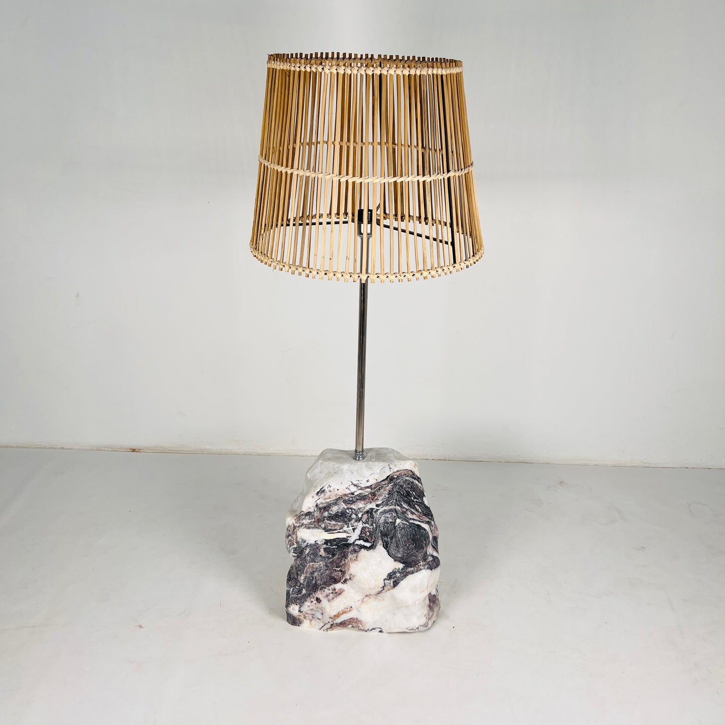 Tall Stone Floor Lamp - Red & White