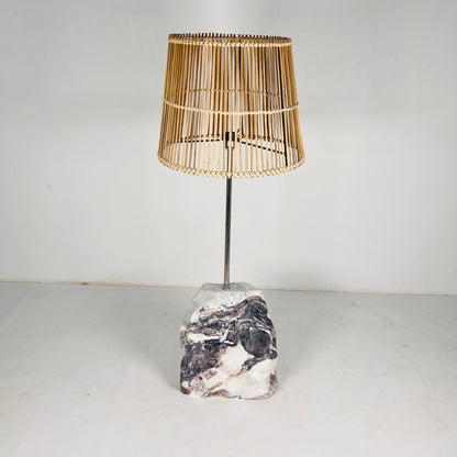 Tall Stone Floor Lamp - Red & White