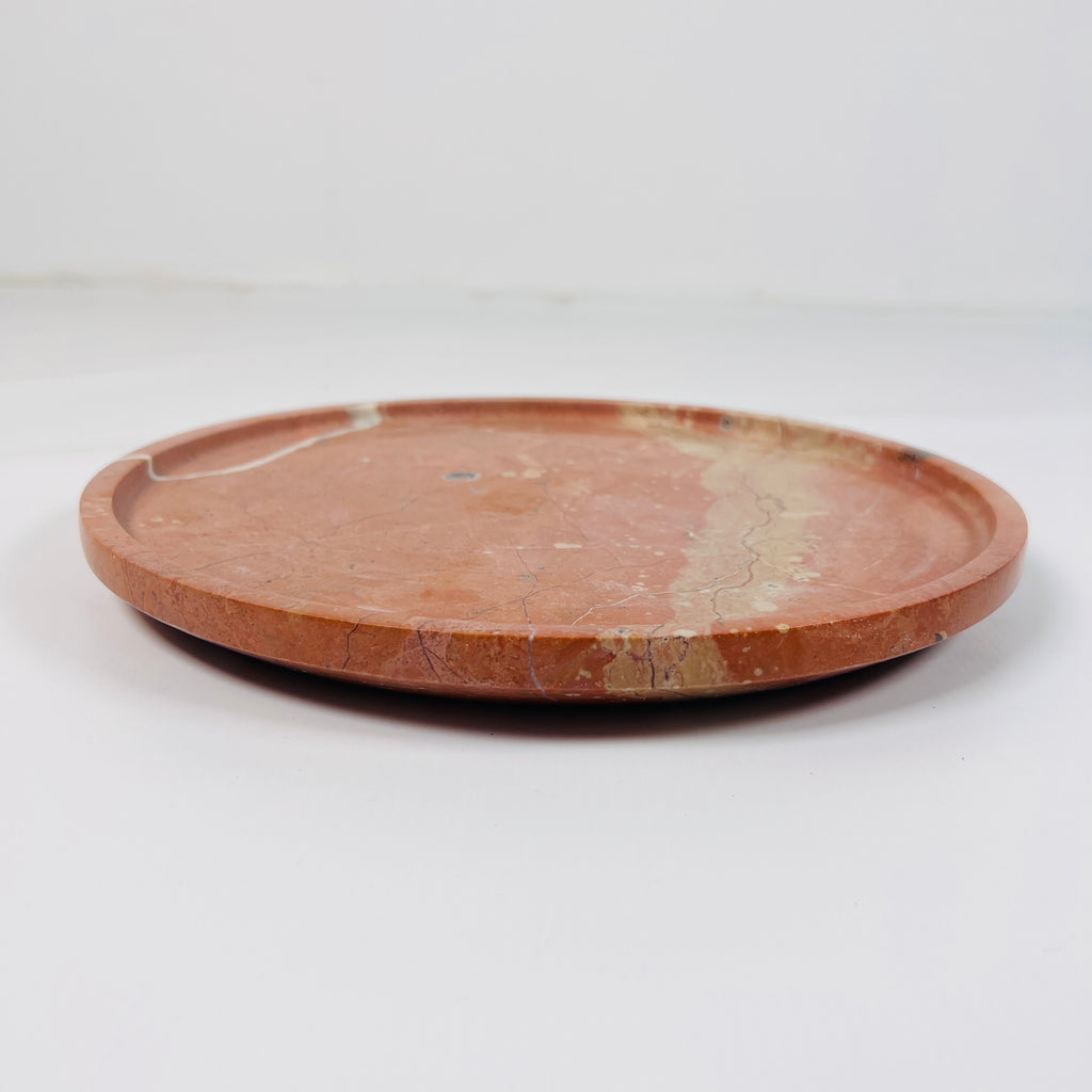 Bright Red Travertine Plate