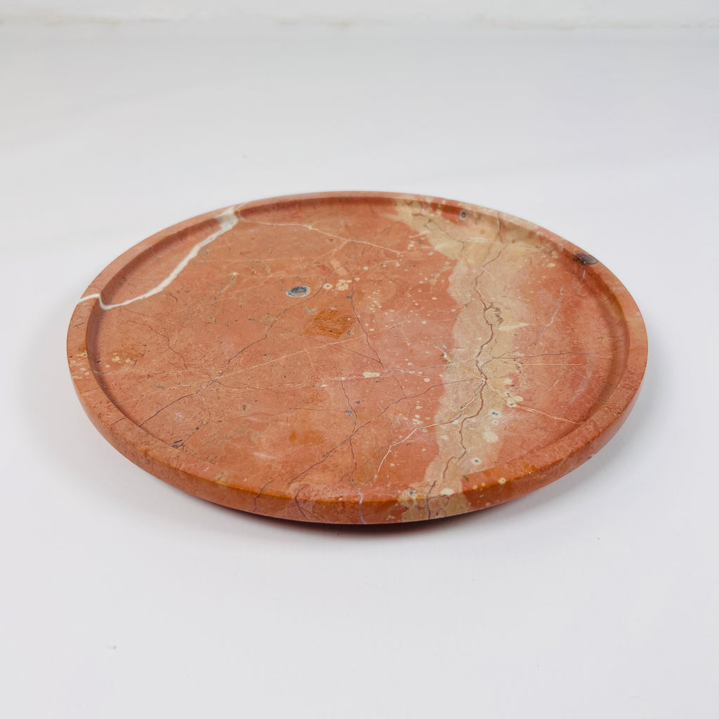 Bright Red Travertine Plate