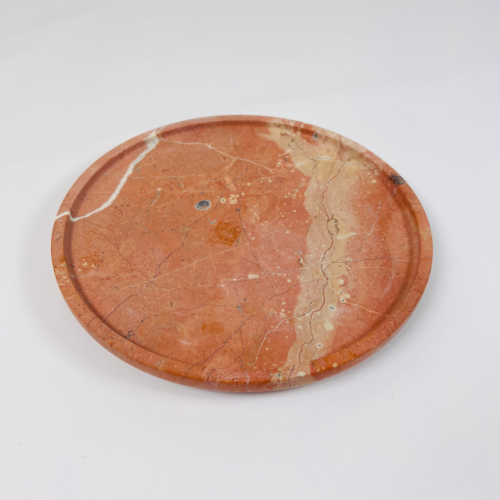 Bright Red Travertine Plate