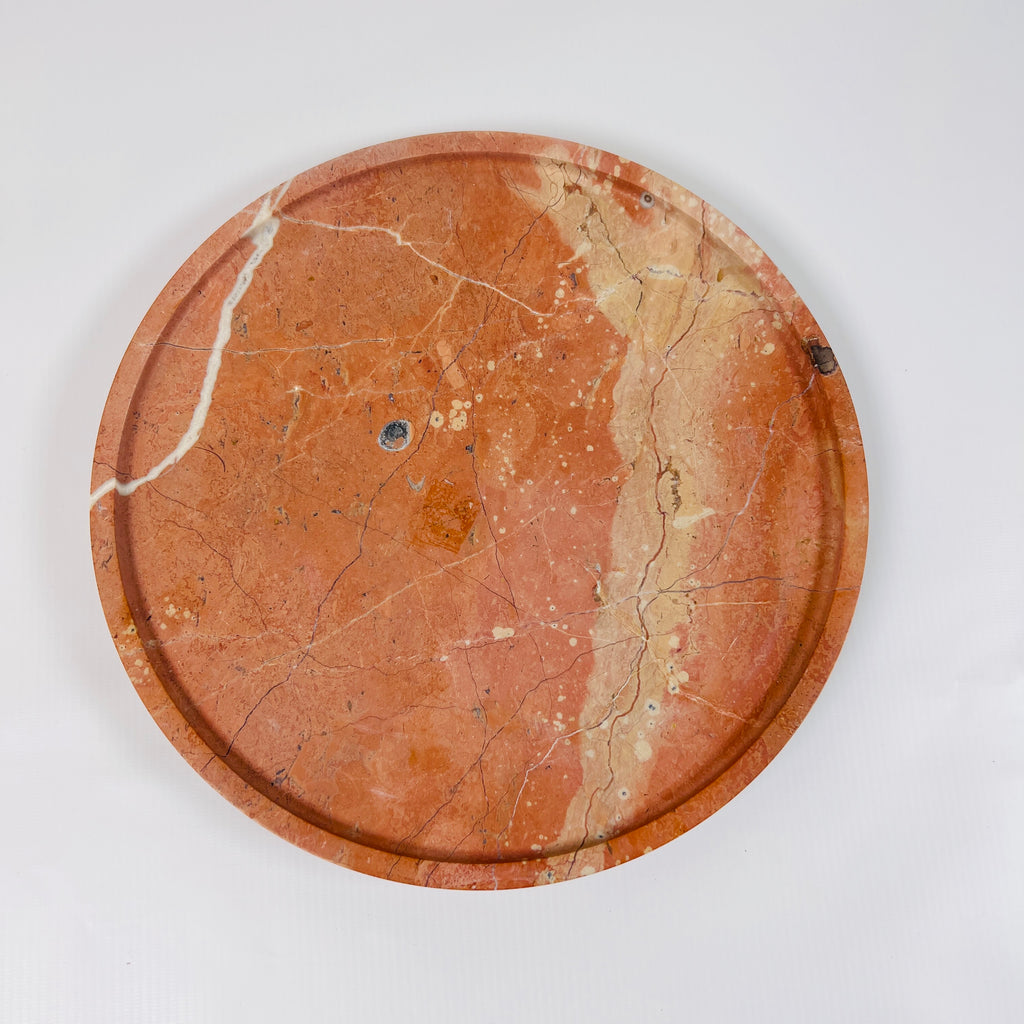 Bright Red Travertine Plate