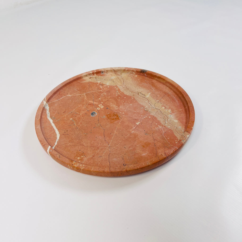 Bright Red Travertine Plate