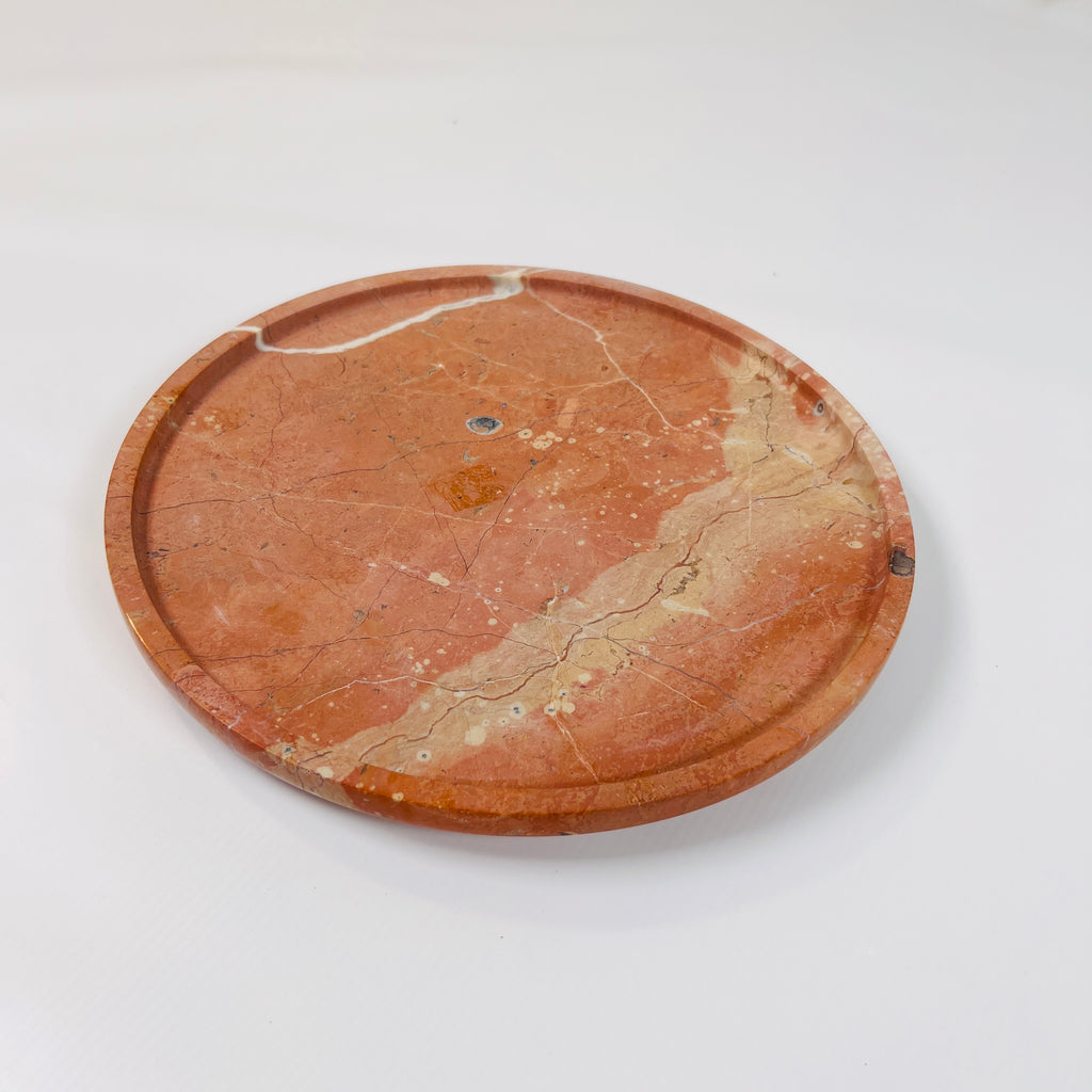 Bright Red Travertine Plate