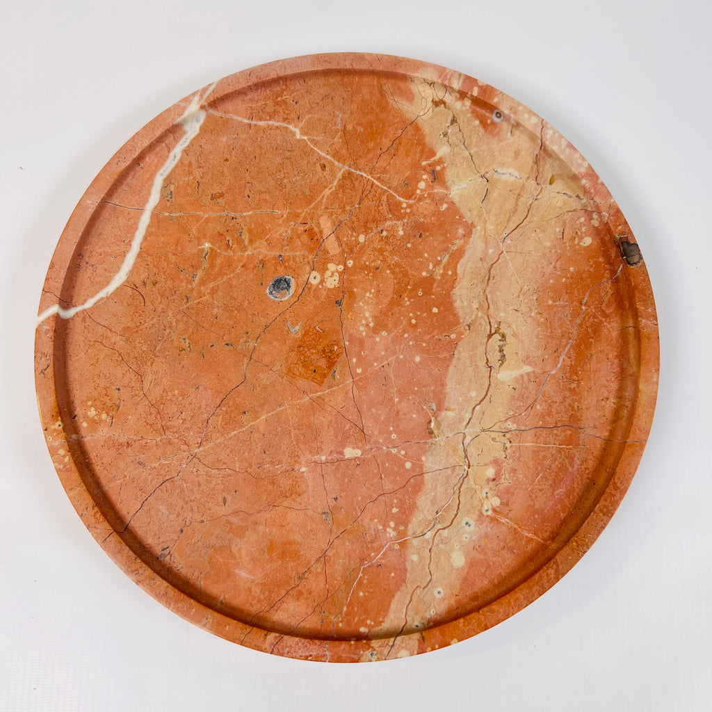 Bright Red Travertine Plate