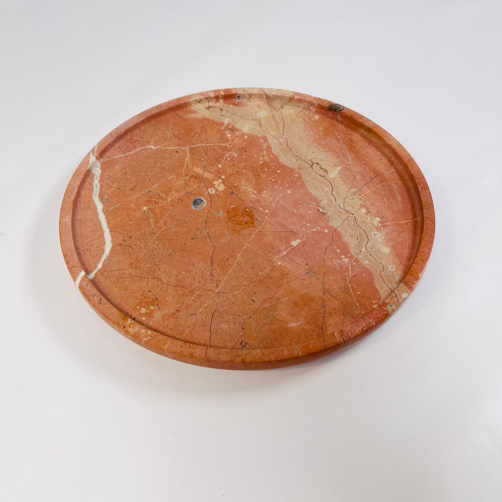 Bright Red Travertine Plate