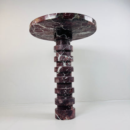 Marble Burgundy Webbed Side Table