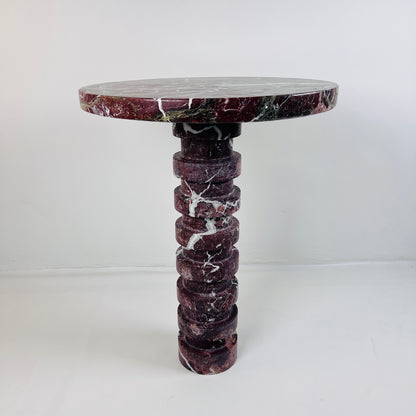 Marble Burgundy Webbed Side Table