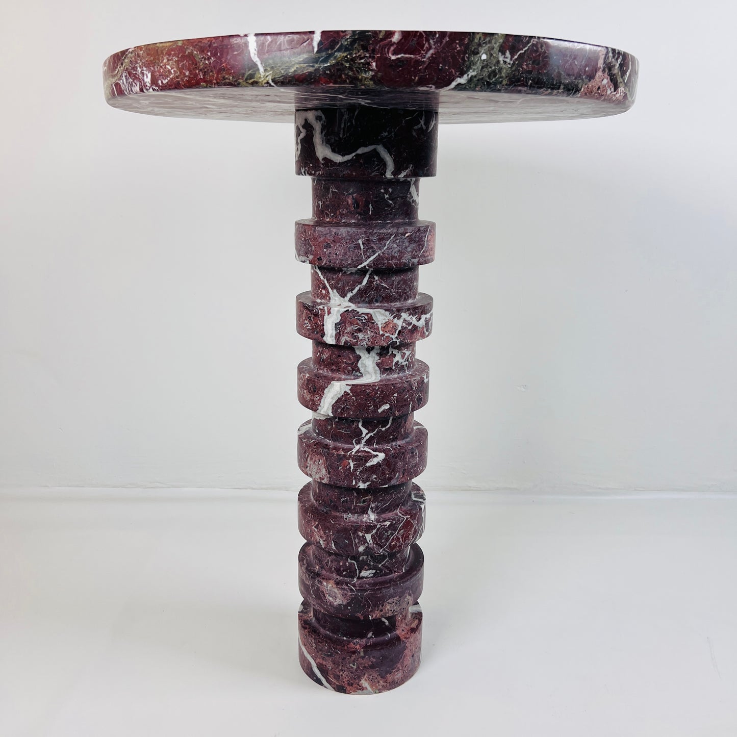 Marble Burgundy Webbed Side Table