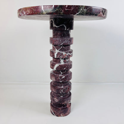 Marble Burgundy Webbed Side Table