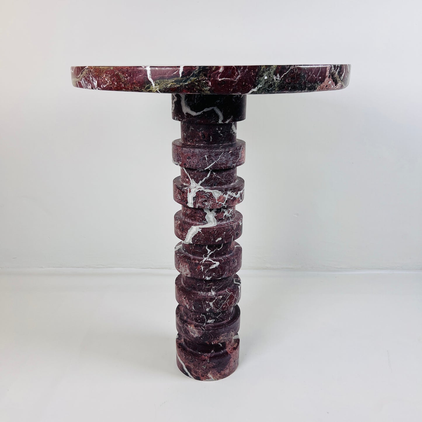 Marble Burgundy Webbed Side Table