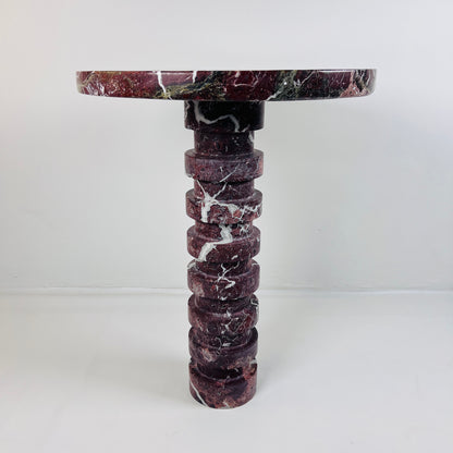 Marble Burgundy Webbed Side Table