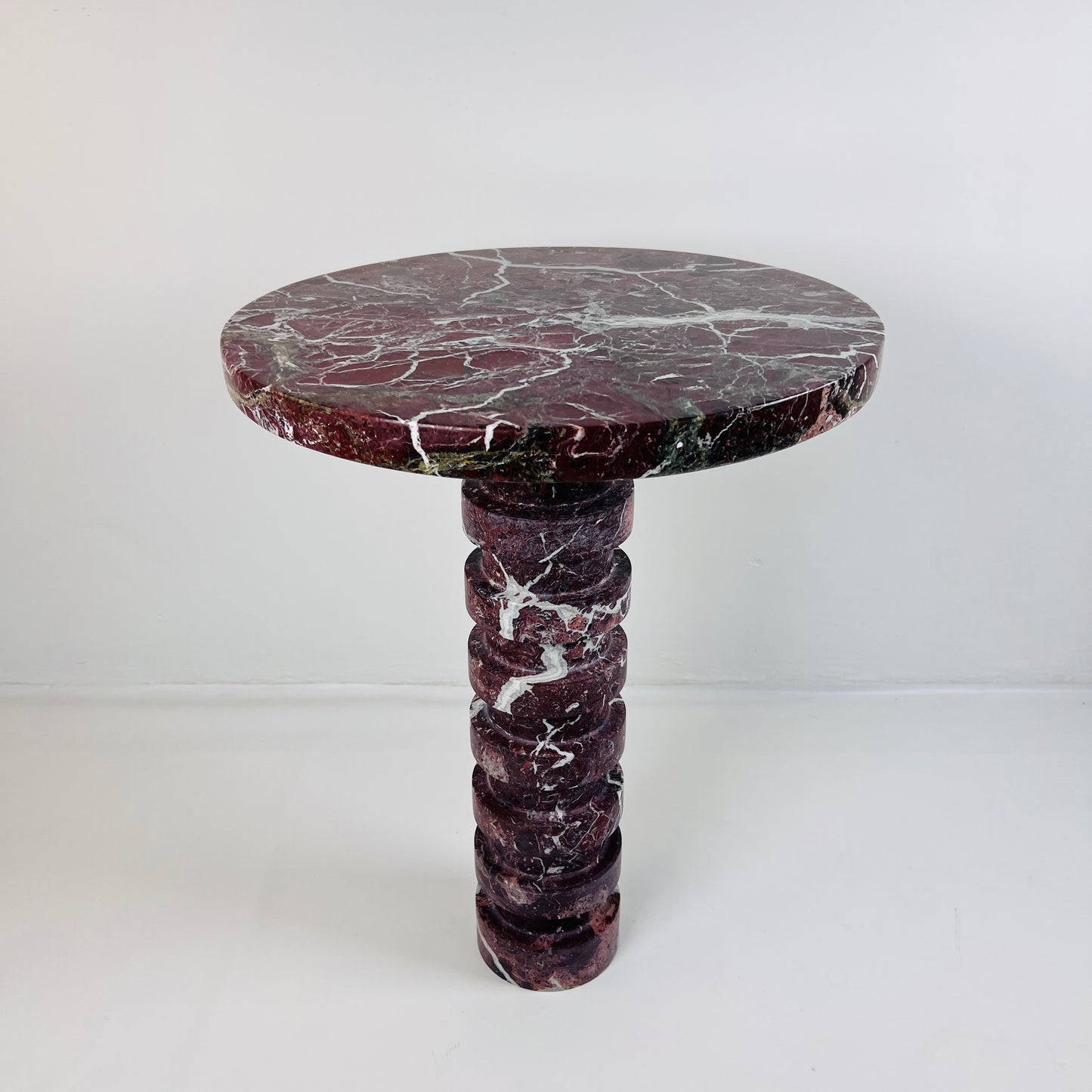 Marble Burgundy Webbed Side Table
