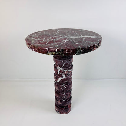 Marble Burgundy Webbed Side Table