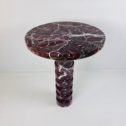 Marble Burgundy Webbed Side Table