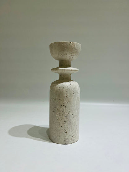 Collared Candle Stand - Travertine