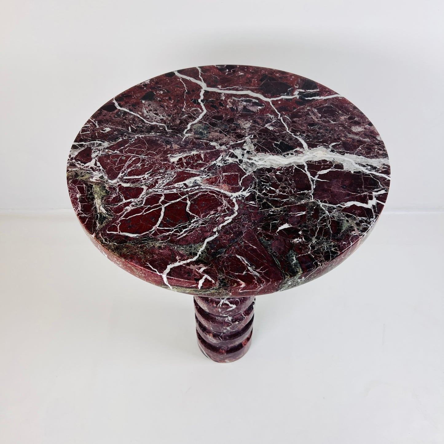 Marble Burgundy Webbed Side Table