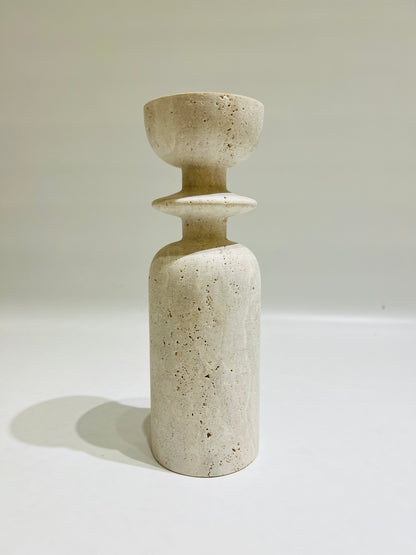 Collared Candle Stand - Travertine