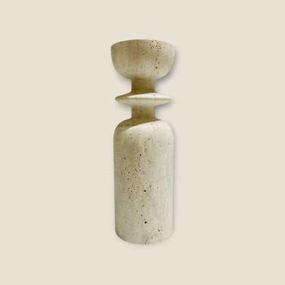 Collared Candle Stand - Travertine