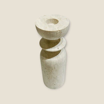Collared Candle Stand - Travertine