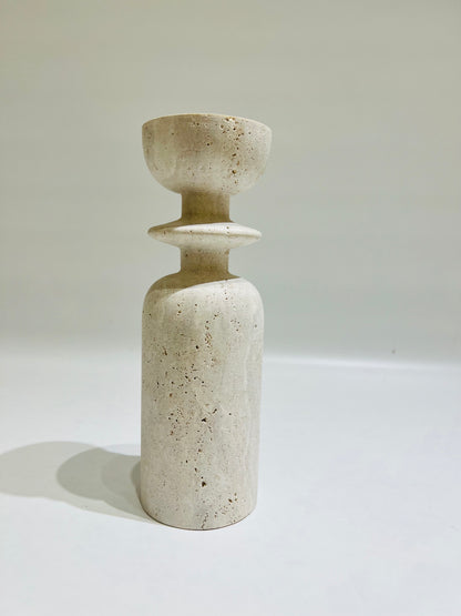 Collared Candle Stand - Travertine