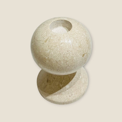 Knob Candle Stand - Travertine