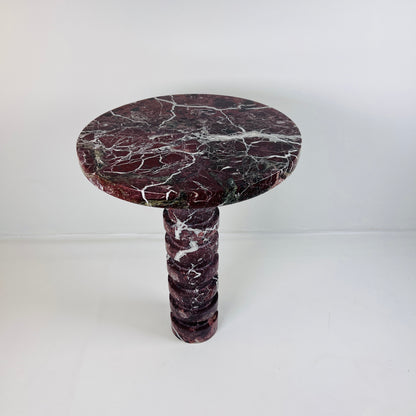 Marble Burgundy Webbed Side Table