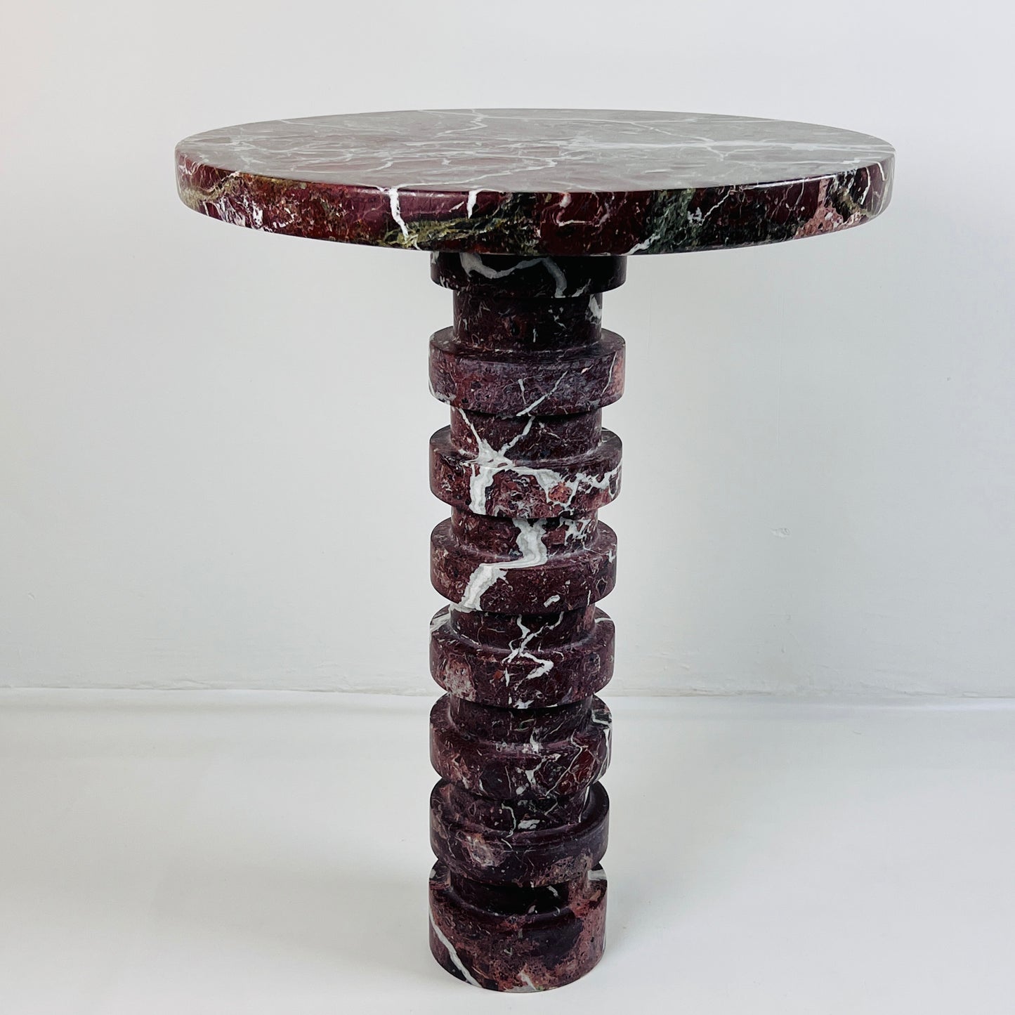 Marble Burgundy Webbed Side Table