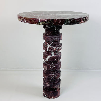 Marble Burgundy Webbed Side Table
