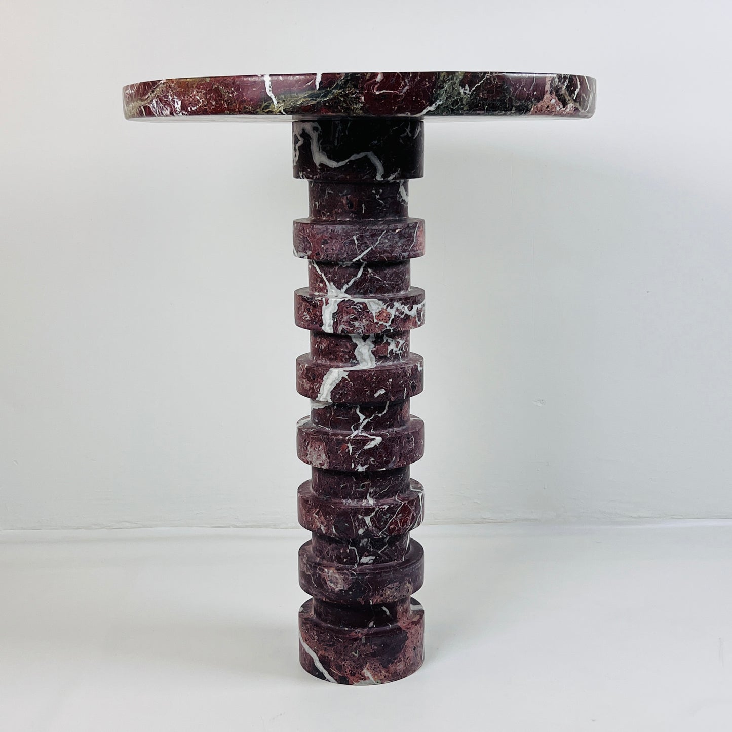 Marble Burgundy Webbed Side Table