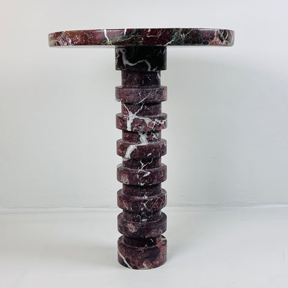 Marble Burgundy Webbed Side Table