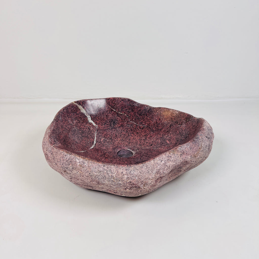 Flaming Red Ringed  River Stone Sink