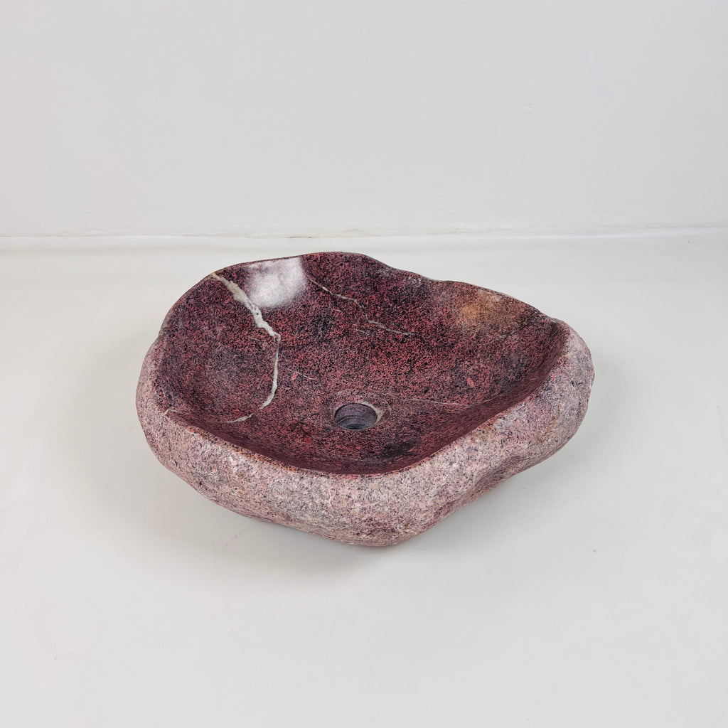 Flaming Red Ringed  River Stone Sink