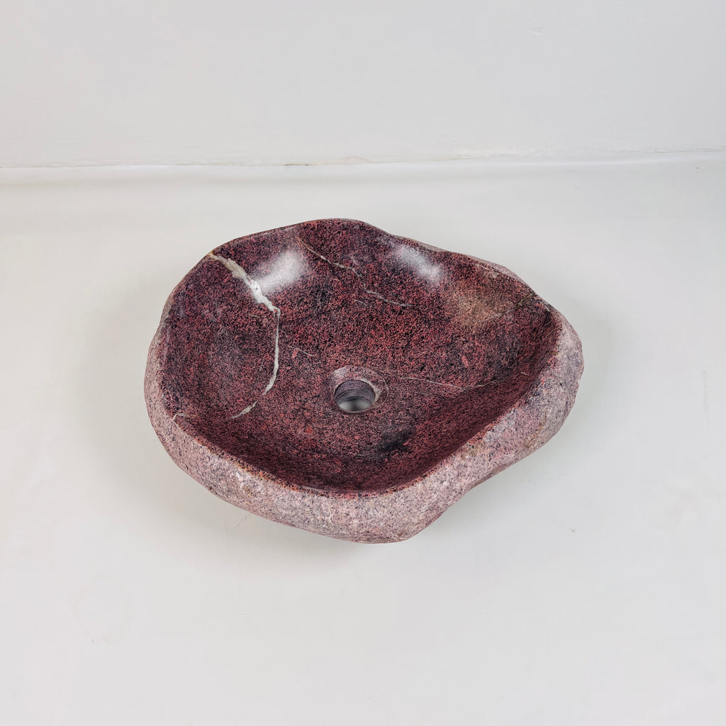 Flaming Red Ringed  River Stone Sink