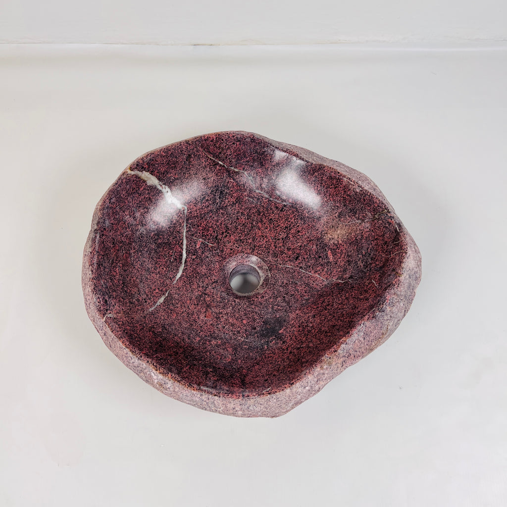 Flaming Red Ringed  River Stone Sink