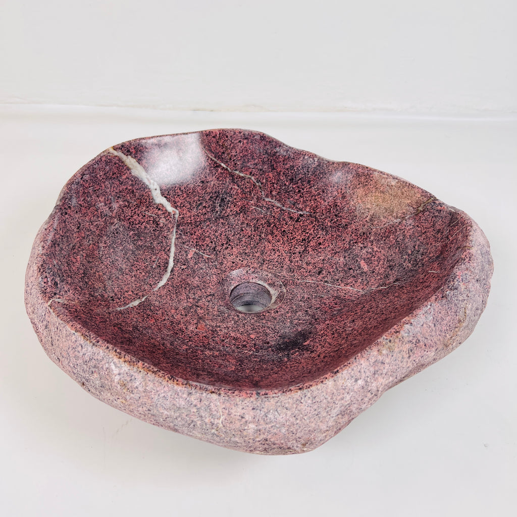 Flaming Red Ringed  River Stone Sink