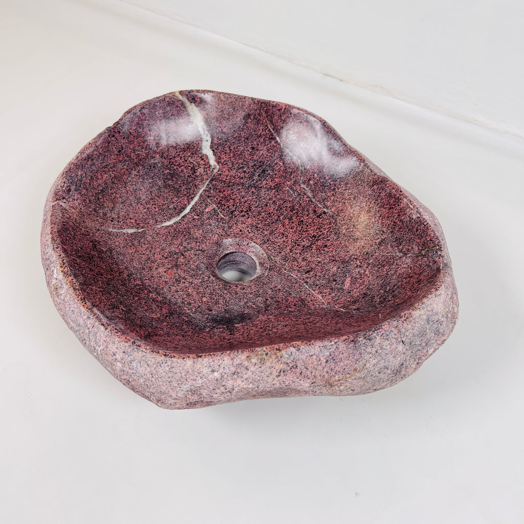 Flaming Red Ringed  River Stone Sink