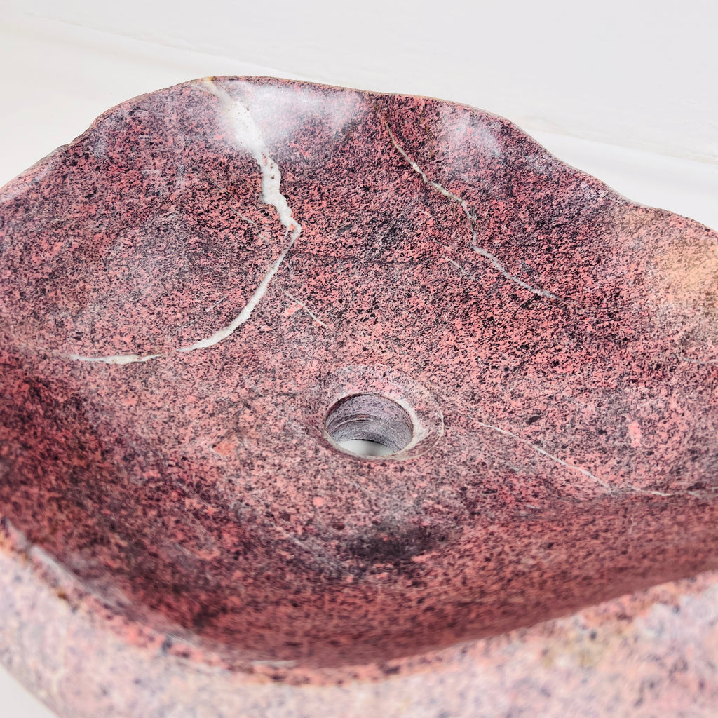 Flaming Red Ringed  River Stone Sink