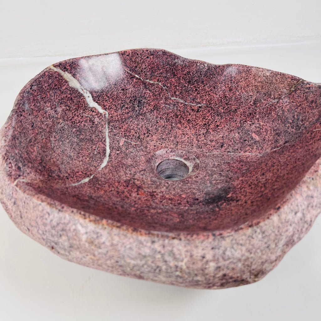 Flaming Red Ringed  River Stone Sink