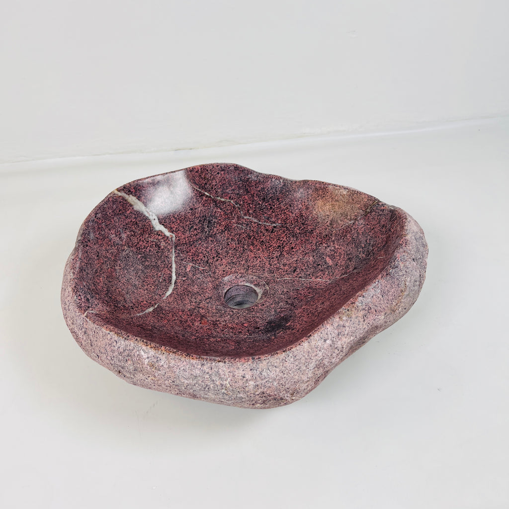 Flaming Red Ringed  River Stone Sink