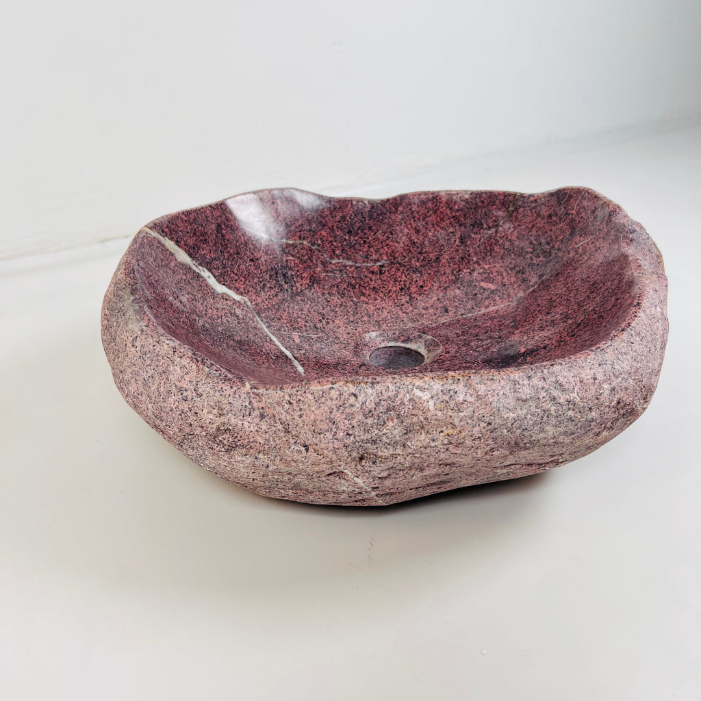 Flaming Red Ringed  River Stone Sink