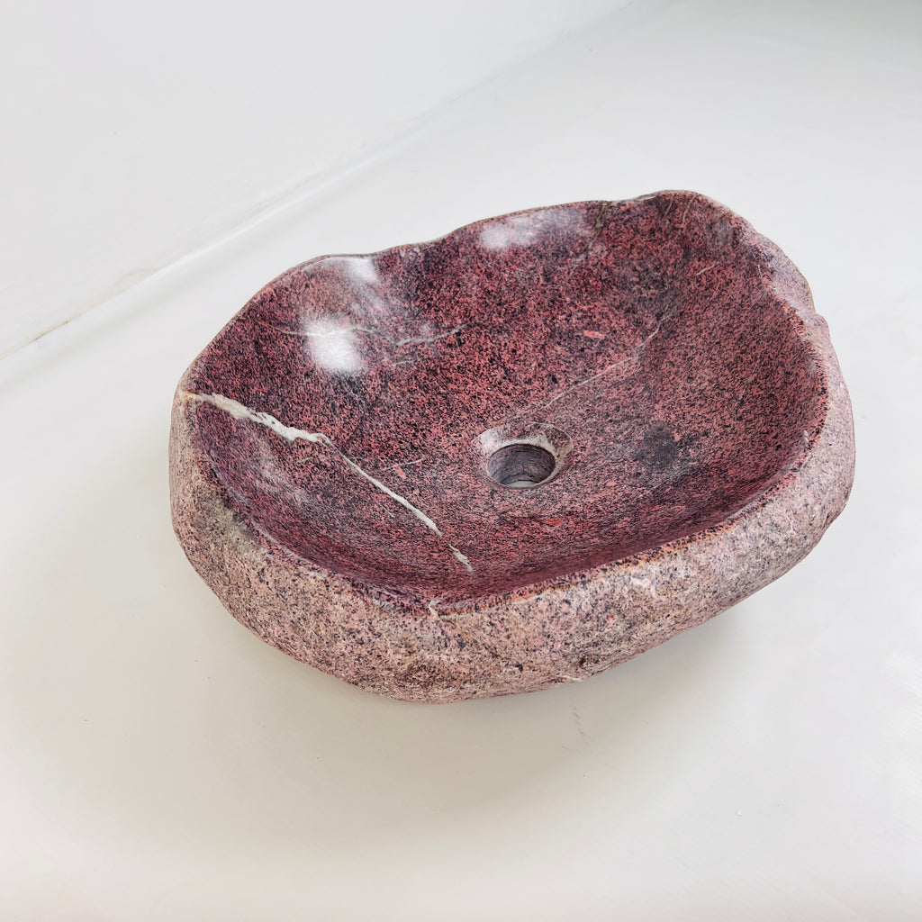 Flaming Red Ringed  River Stone Sink