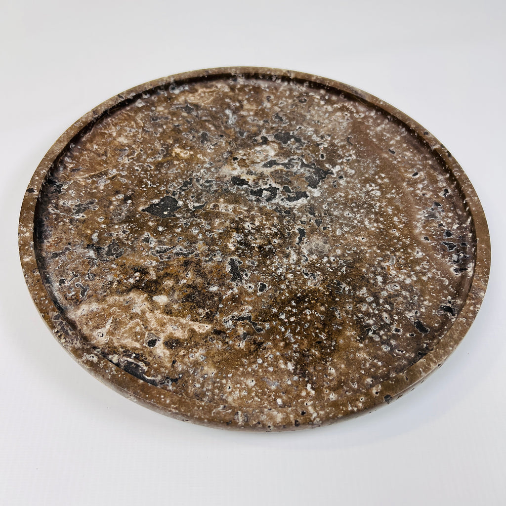 Brown Splotched Travertine Plate