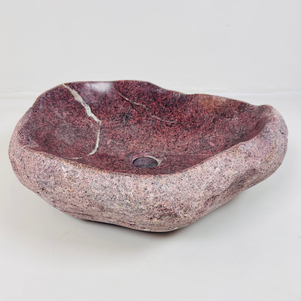 Flaming Red Ringed  River Stone Sink