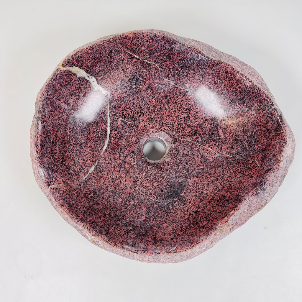 Flaming Red Ringed  River Stone Sink