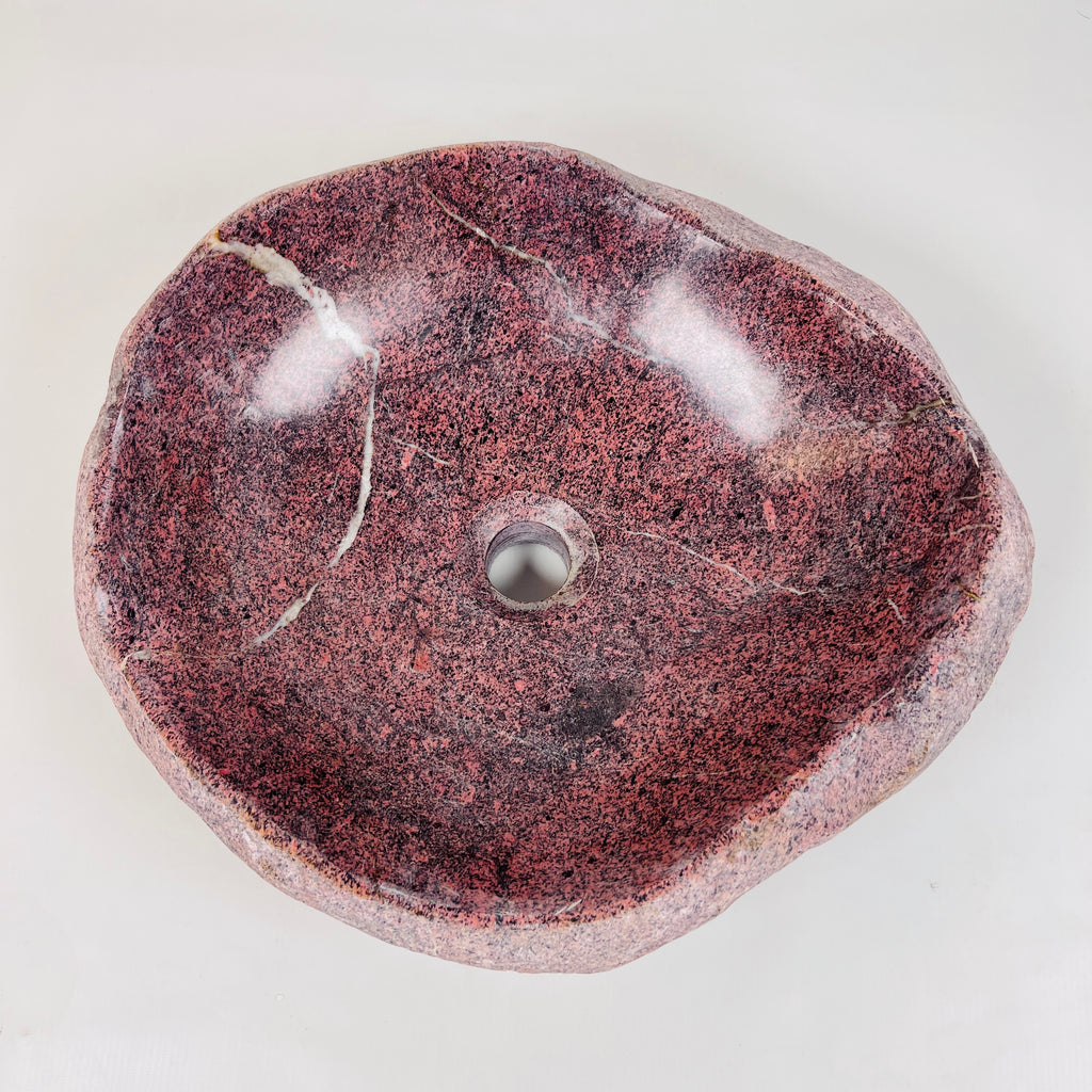 Flaming Red Ringed  River Stone Sink