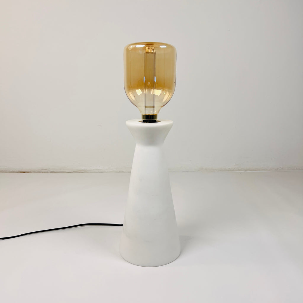 Upside Down Funnel White Marble Table Lamp