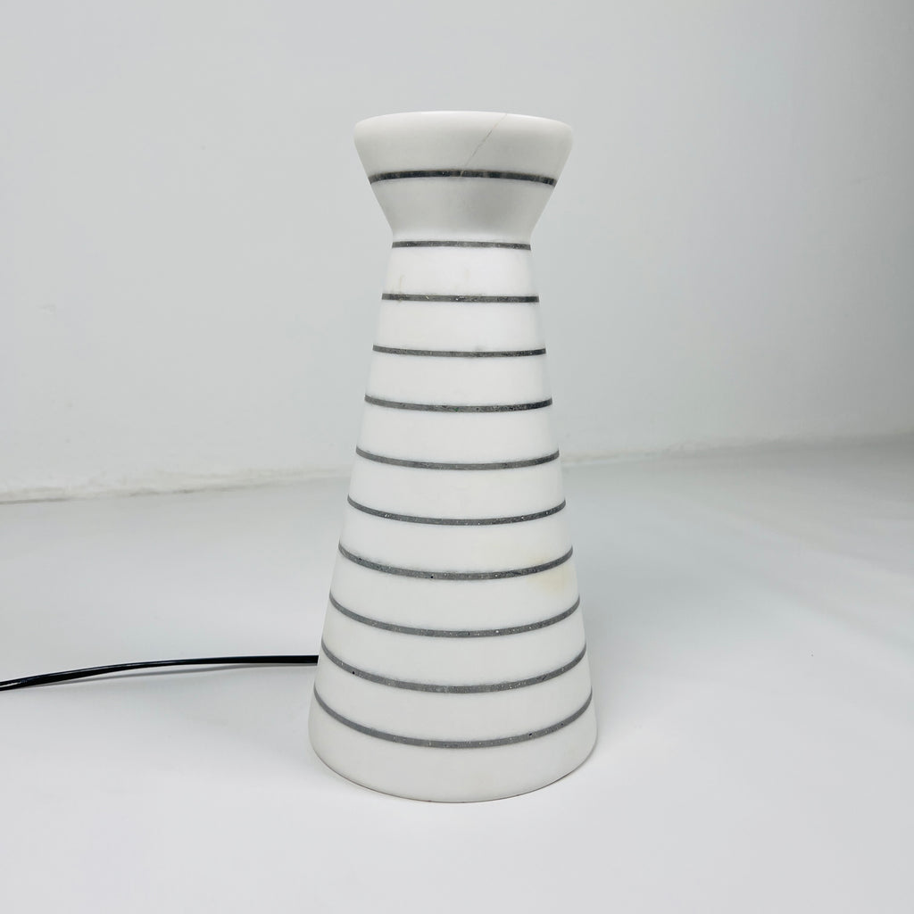 Upside Down Funnel Pinstriped Marble Table Lamp