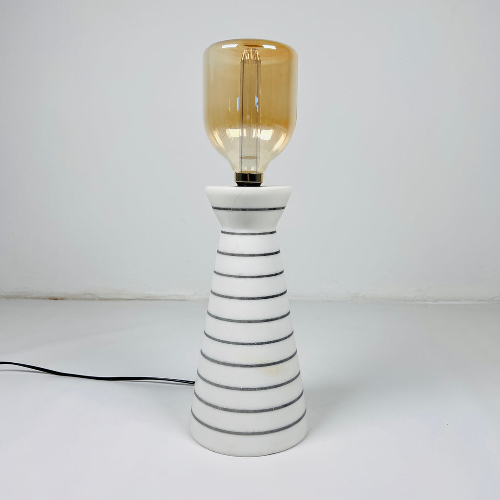 Upside Down Funnel Pinstriped Marble Table Lamp